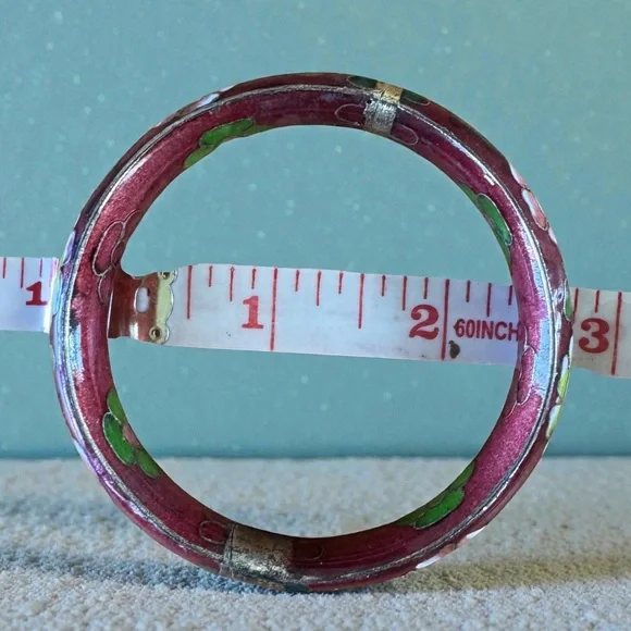 Vintage Painted Metal Bangle Bracelet - Picture 7 of 7